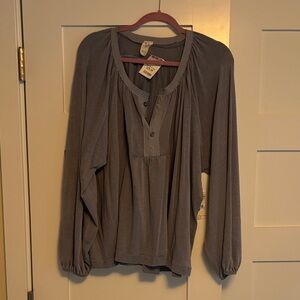 We The Free Charcoal Blouse